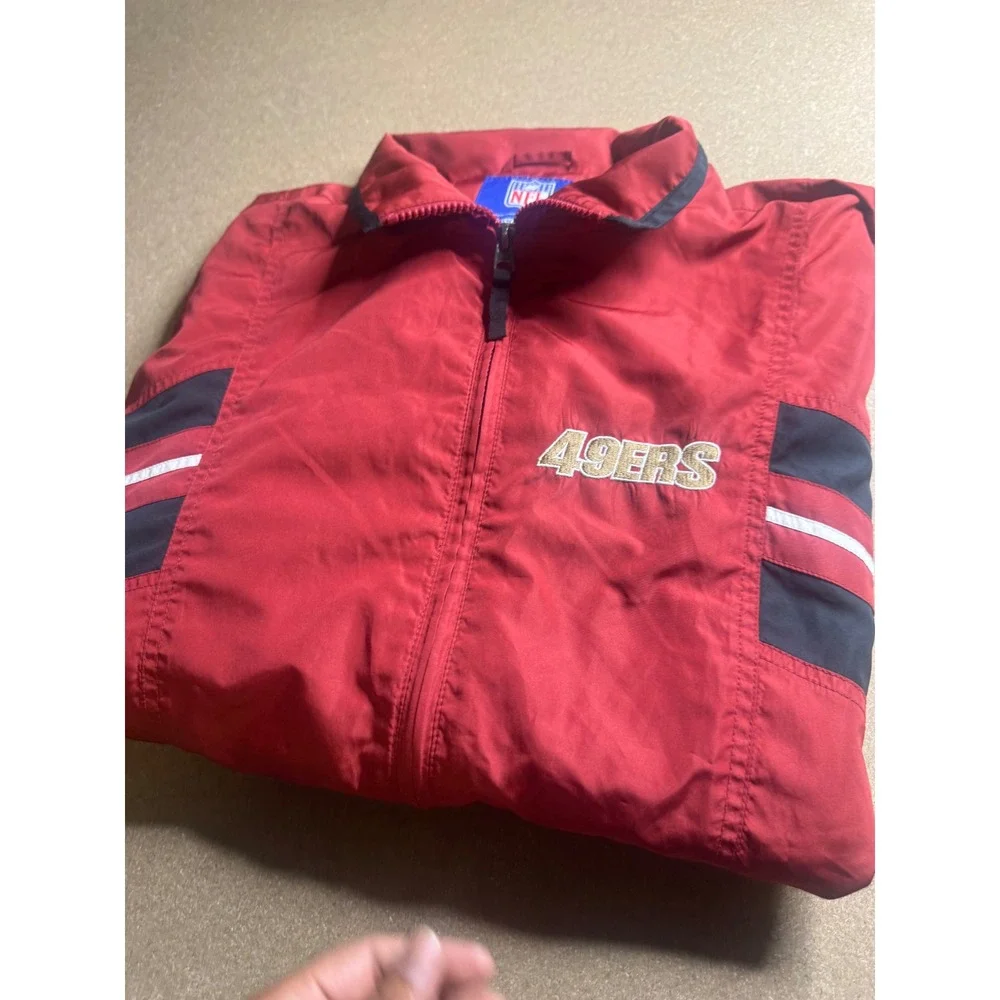 Reebok NFL San Francisco 49ers Windbreaker Jacket Red Mens L Full Zip Vintage